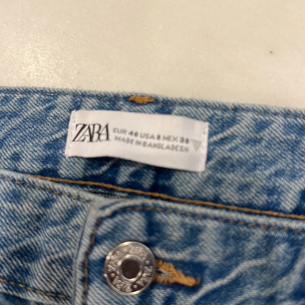 ZARA women’s size 8 wide leg cargo style blue jeans boyfriend - Picture 8 of 10